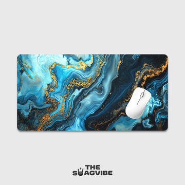 Blue Gold Marble - Desk Mat