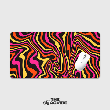Pink And Dark Orange Psychedelic - Desk Mat