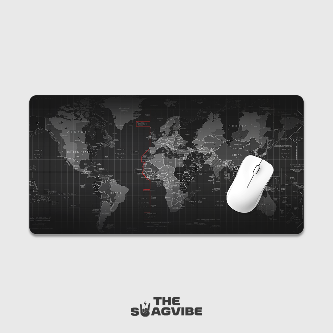 Black And White Map - Desk Mat
