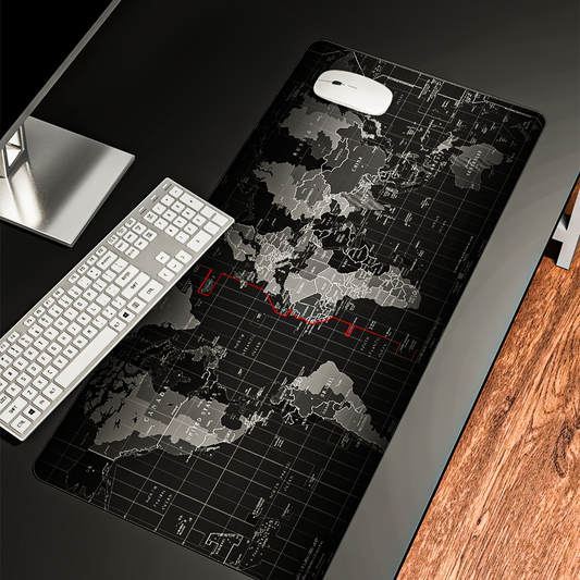 Black And White Map - Desk Mat