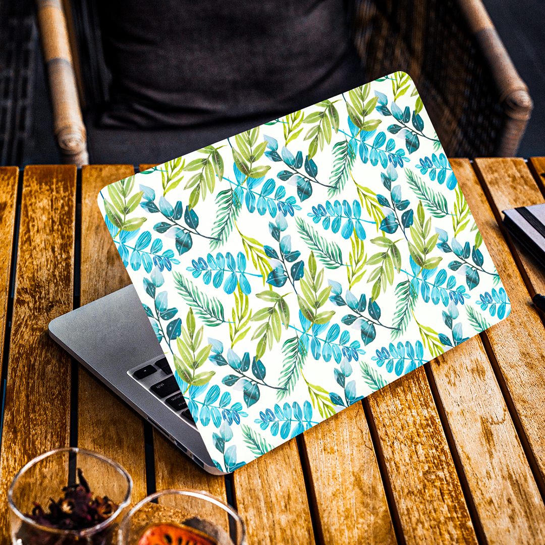 Blue & Green Leaf - Laptop Skin