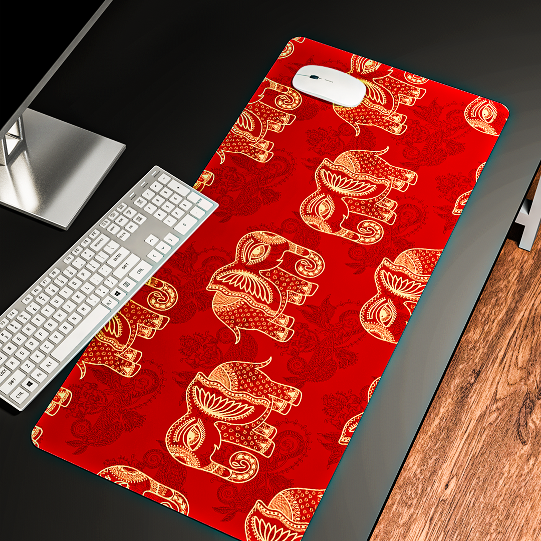Elephant Art Pattern - Desk Mat