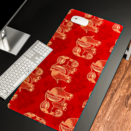 Elephant Art Pattern - Desk Mat