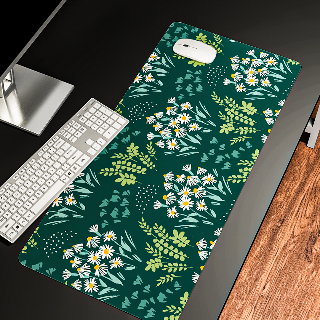 Green Floral - Desk Mat