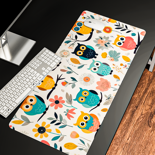 Light Owl Pattern - Desk Mat