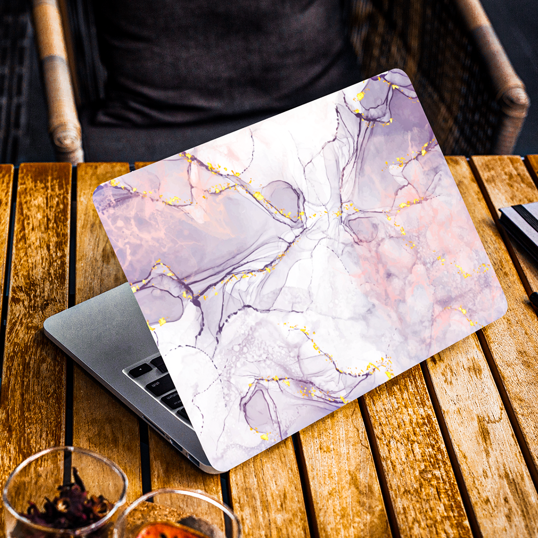 White & Purple Marble - Laptop Skin