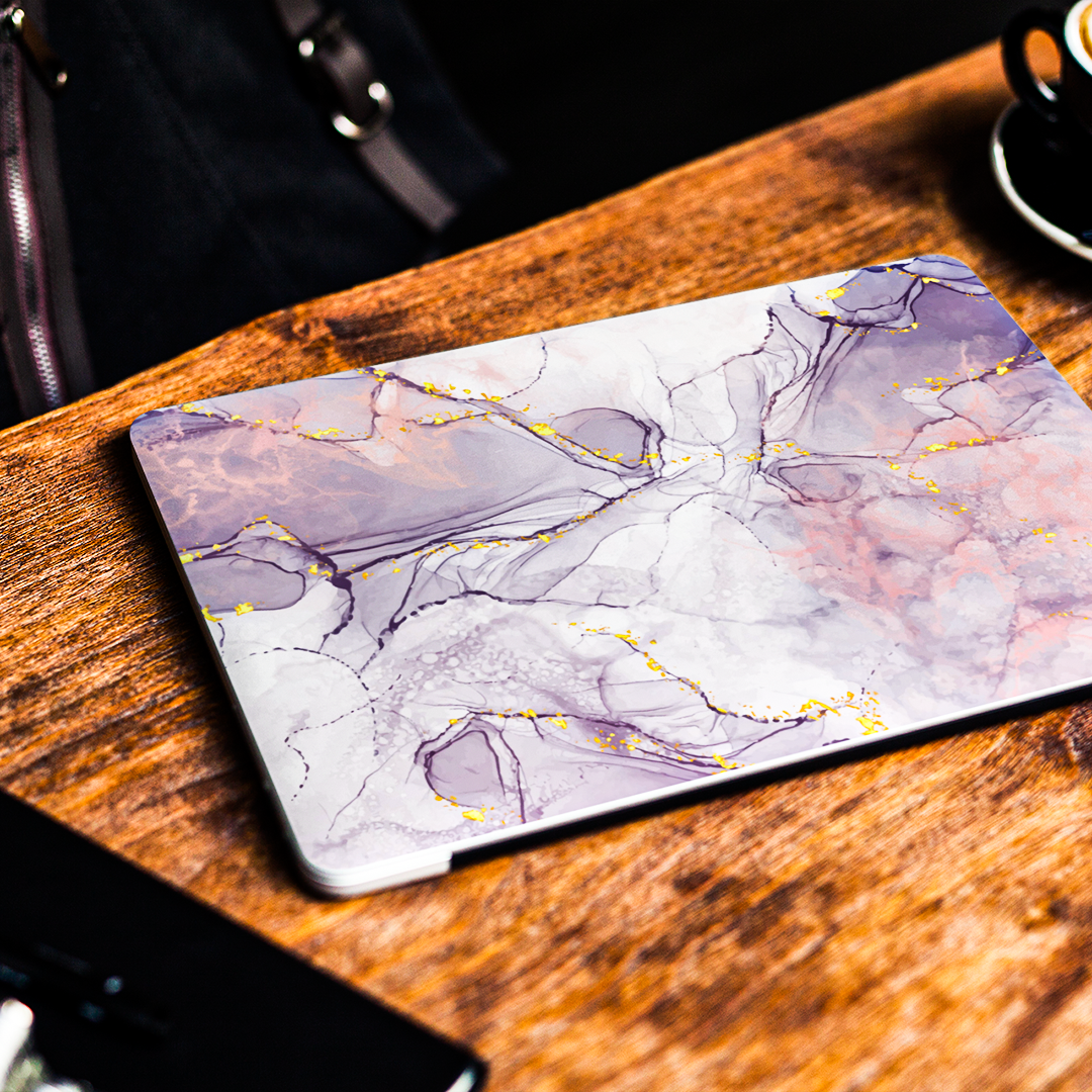 White & Purple Marble - Laptop Skin
