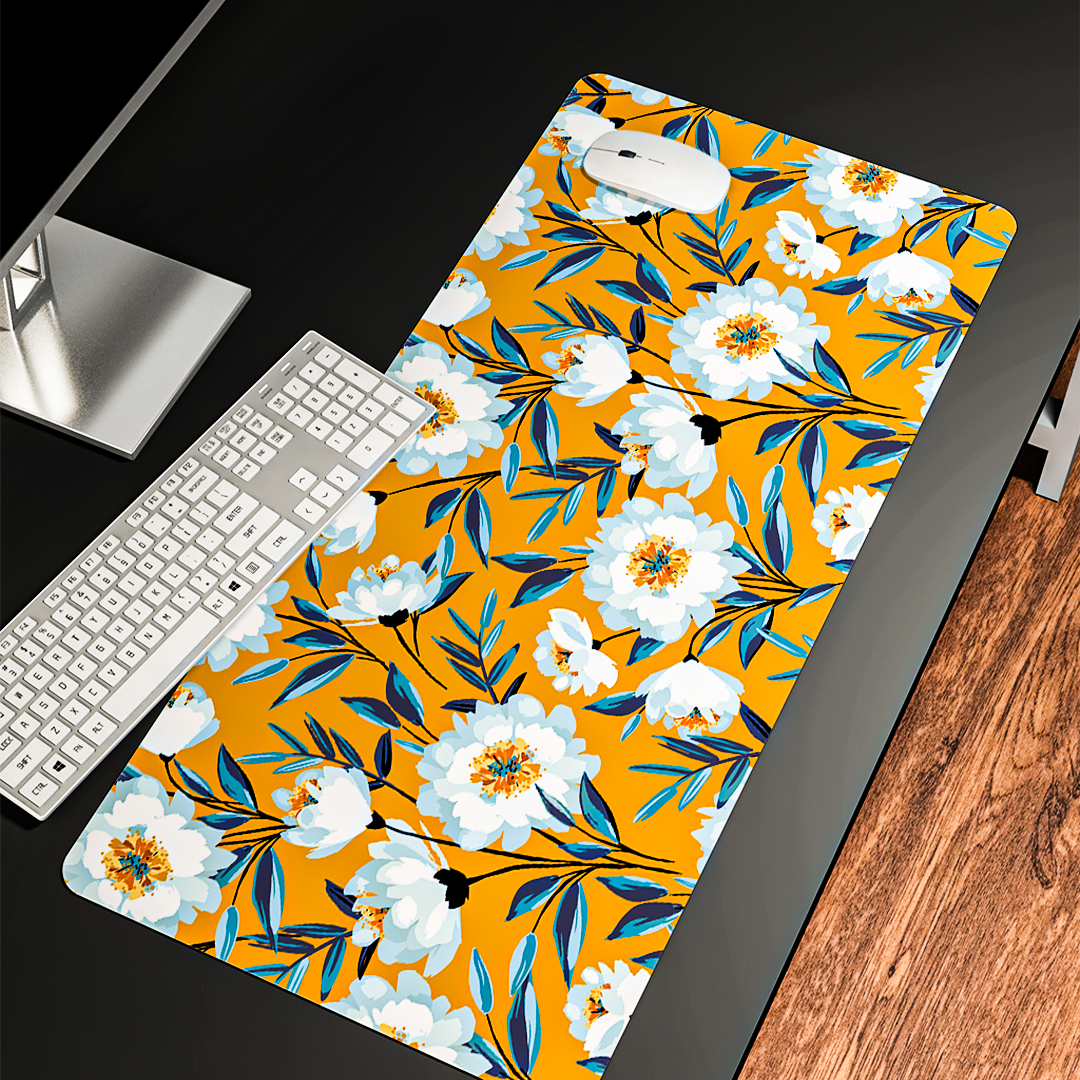 Yellow Floral - Desk Mat