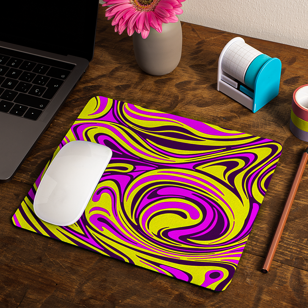 Yellow Purple Color Psychedelic - Mouse Pad