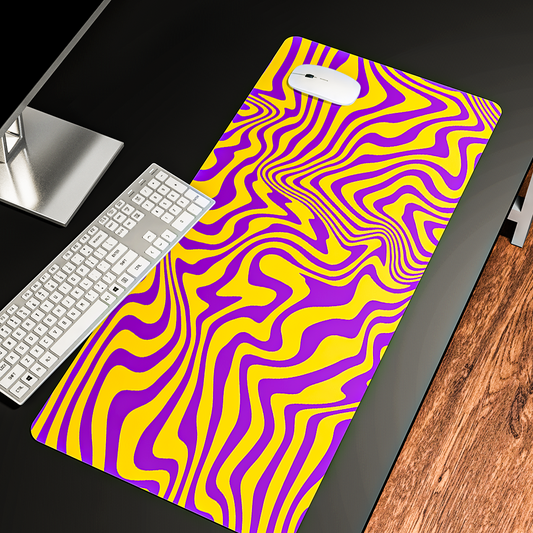 Yellow and Purple Psychedelic - Desk Mat